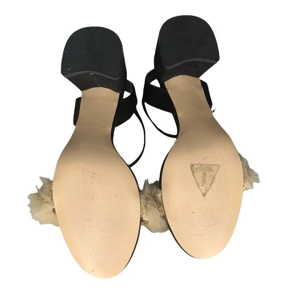 Zara vamp sandals size 10 (41) block heel 2.75" tall black and … - Picture 10 of 16